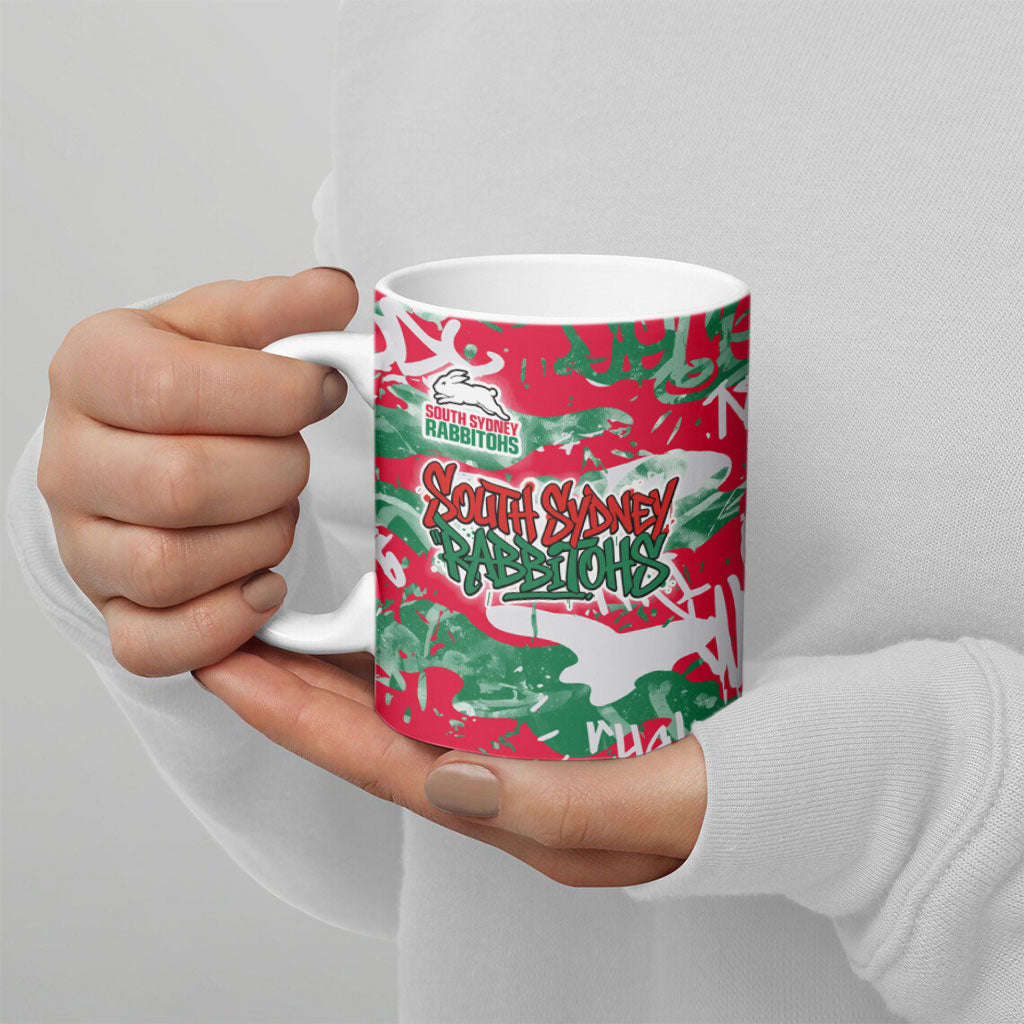 South Sydney Rabbitohs Rugby Ceramic Mug Graffiti Typography Urban Camo Abstract Street Style