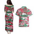 South Sydney Rabbitohs Rugby Couples Matching Puletasi and Hawaiian Shirt Graffiti Typography Urban Camo Abstract Street Style