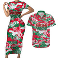 South Sydney Rabbitohs Rugby Couples Matching Short Sleeve Bodycon Dress and Hawaiian Shirt Graffiti Typography Urban Camo Abstract Street Style