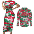 South Sydney Rabbitohs Rugby Couples Matching Short Sleeve Bodycon Dress and Long Sleeve Button Shirt Graffiti Typography Urban Camo Abstract Street Style