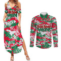 South Sydney Rabbitohs Rugby Couples Matching Summer Maxi Dress and Long Sleeve Button Shirt Graffiti Typography Urban Camo Abstract Street Style
