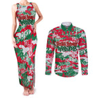 South Sydney Rabbitohs Rugby Couples Matching Tank Maxi Dress and Long Sleeve Button Shirt Graffiti Typography Urban Camo Abstract Street Style