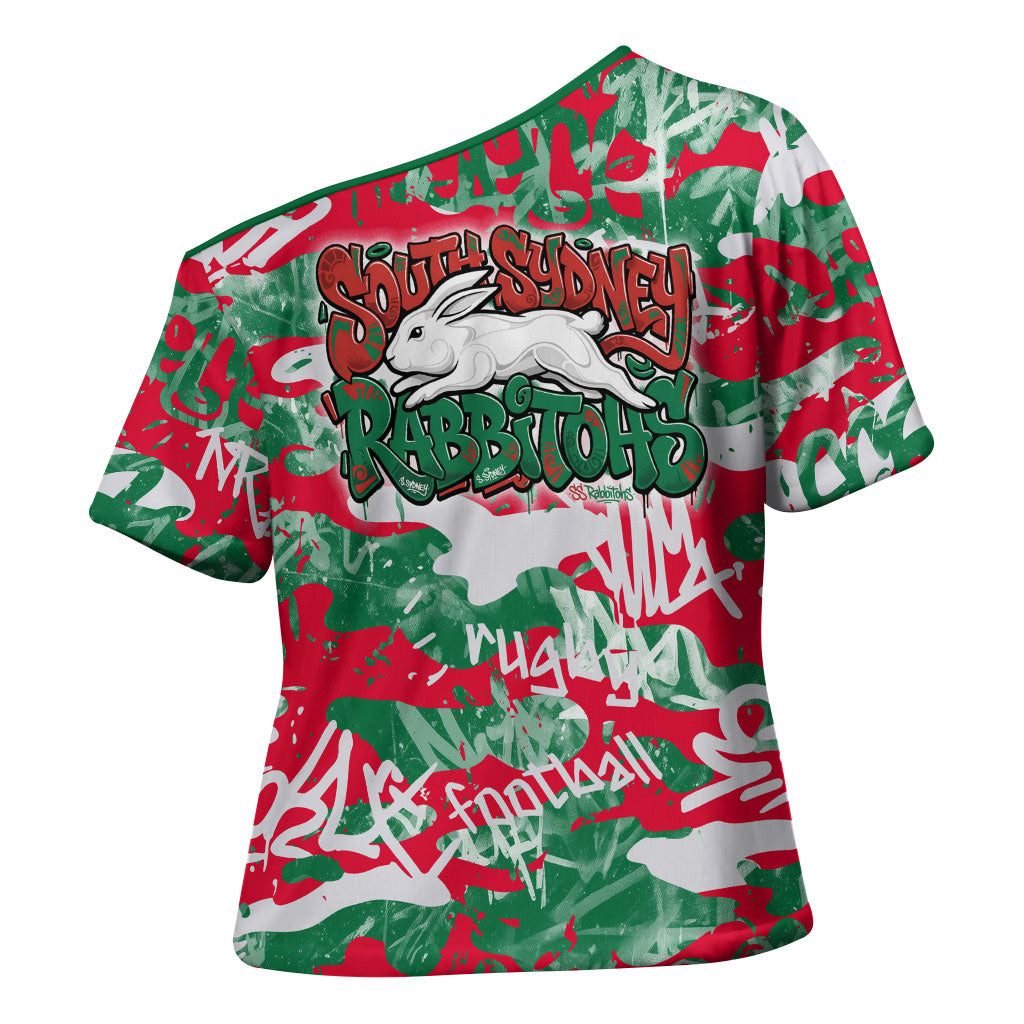 South Sydney Rabbitohs Rugby Cross Shoulder Shirt Graffiti Typography Urban Camo Abstract Street Style