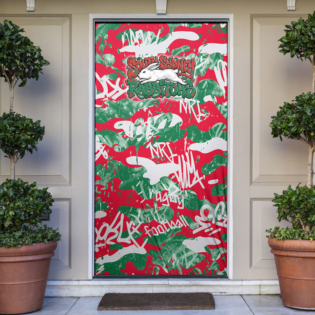 South Sydney Rabbitohs Rugby Door Cover Graffiti Typography Urban Camo Abstract Street Style