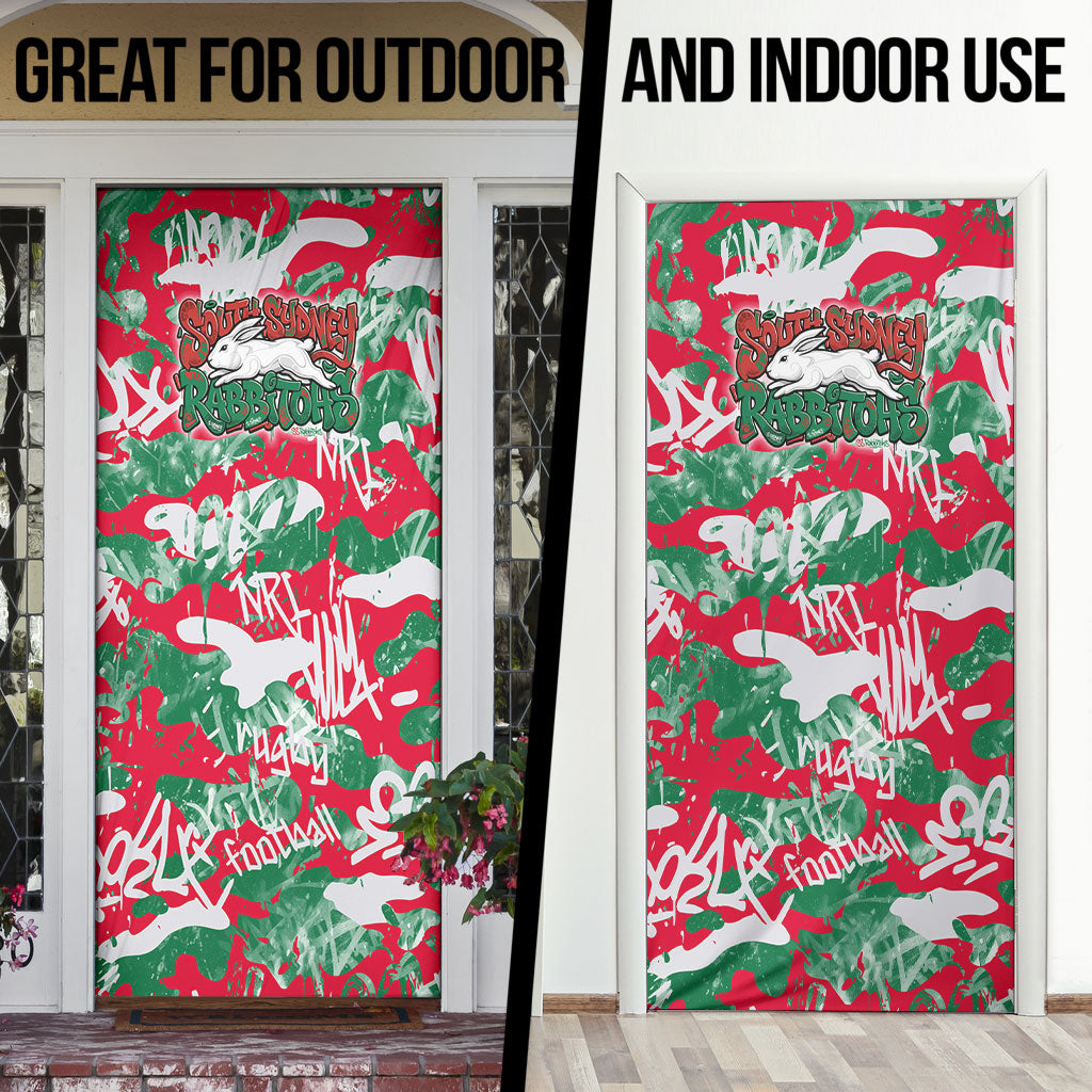 South Sydney Rabbitohs Rugby Door Cover Graffiti Typography Urban Camo Abstract Street Style