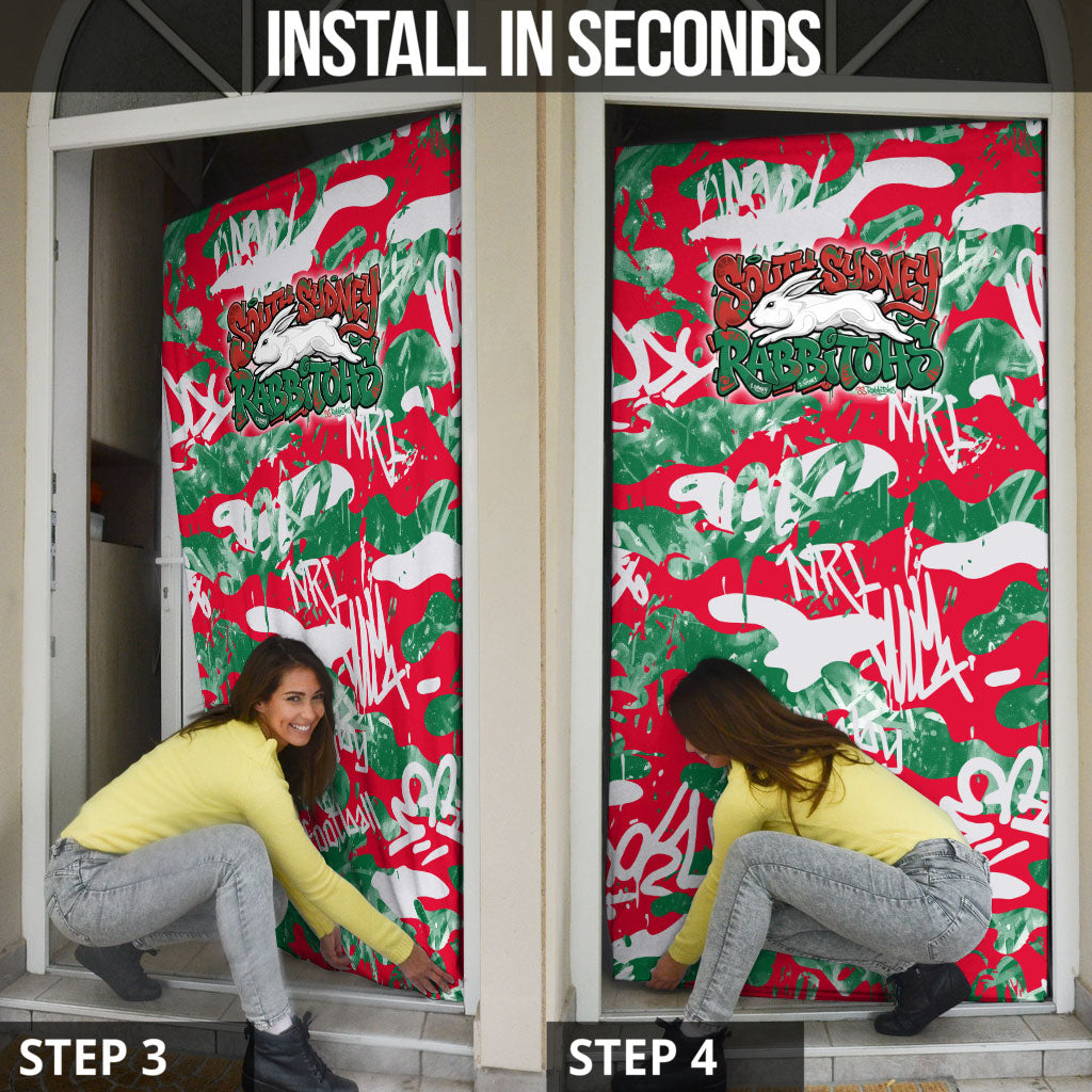 South Sydney Rabbitohs Rugby Door Cover Graffiti Typography Urban Camo Abstract Street Style