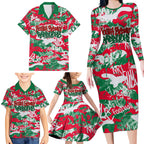 South Sydney Rabbitohs Rugby Family Matching Long Sleeve Bodycon Dress and Hawaiian Shirt Graffiti Typography Urban Camo Abstract Street Style