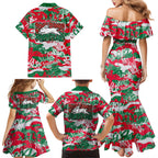 South Sydney Rabbitohs Rugby Family Matching Mermaid Dress and Hawaiian Shirt Graffiti Typography Urban Camo Abstract Street Style