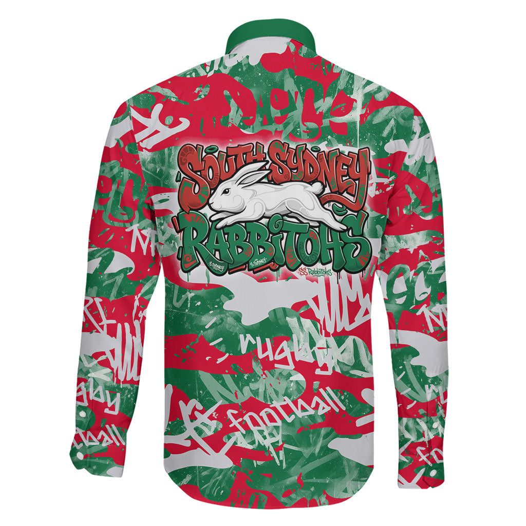 South Sydney Rabbitohs Rugby Family Matching Off Shoulder Maxi Dress and Hawaiian Shirt Graffiti Typography Urban Camo Abstract Street Style
