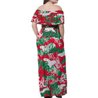 South Sydney Rabbitohs Rugby Family Matching Off Shoulder Maxi Dress and Hawaiian Shirt Graffiti Typography Urban Camo Abstract Street Style