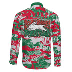 South Sydney Rabbitohs Rugby Family Matching Off Shoulder Short Dress and Hawaiian Shirt Graffiti Typography Urban Camo Abstract Street Style