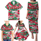 South Sydney Rabbitohs Rugby Family Matching Puletasi and Hawaiian Shirt Graffiti Typography Urban Camo Abstract Street Style