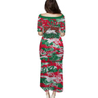 South Sydney Rabbitohs Rugby Family Matching Puletasi and Hawaiian Shirt Graffiti Typography Urban Camo Abstract Street Style