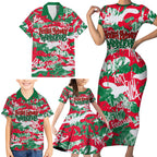South Sydney Rabbitohs Rugby Family Matching Short Sleeve Bodycon Dress and Hawaiian Shirt Graffiti Typography Urban Camo Abstract Street Style