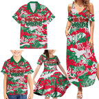South Sydney Rabbitohs Rugby Family Matching Summer Maxi Dress and Hawaiian Shirt Graffiti Typography Urban Camo Abstract Street Style