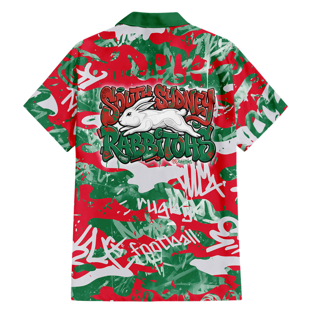 South Sydney Rabbitohs Rugby Family Matching Summer Maxi Dress and Hawaiian Shirt Graffiti Typography Urban Camo Abstract Street Style