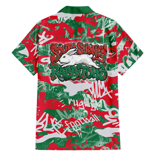 South Sydney Rabbitohs Rugby Family Matching Summer Maxi Dress and Hawaiian Shirt Graffiti Typography Urban Camo Abstract Street Style