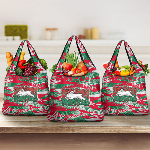 South Sydney Rabbitohs Rugby Grocery Bag Graffiti Typography Urban Camo Abstract Street Style