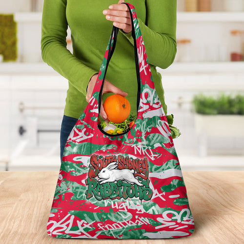 South Sydney Rabbitohs Rugby Grocery Bag Graffiti Typography Urban Camo Abstract Street Style