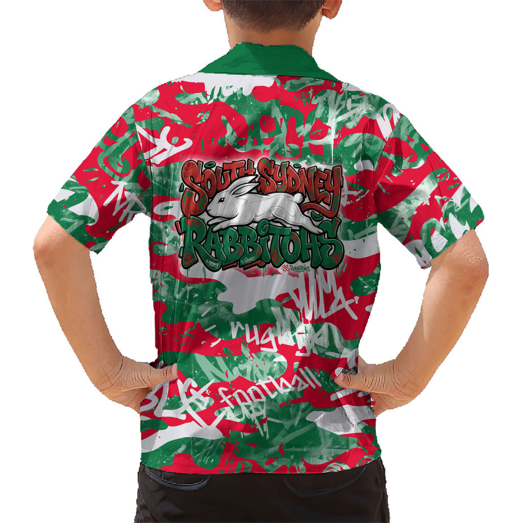 South Sydney Rabbitohs Rugby Hawaiian Shirt Graffiti Typography Urban Camo Abstract Street Style