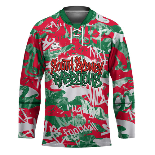 South Sydney Rabbitohs Rugby Hockey Jersey Graffiti Typography Urban Camo Abstract Street Style