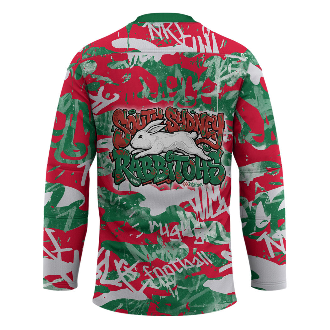 South Sydney Rabbitohs Rugby Hockey Jersey Graffiti Typography Urban Camo Abstract Street Style