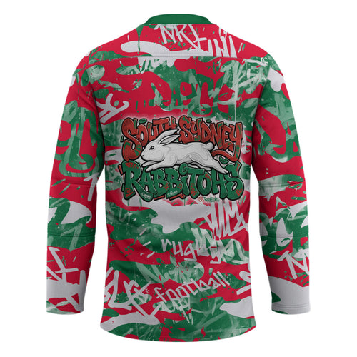 South Sydney Rabbitohs Rugby Hockey Jersey Graffiti Typography Urban Camo Abstract Street Style