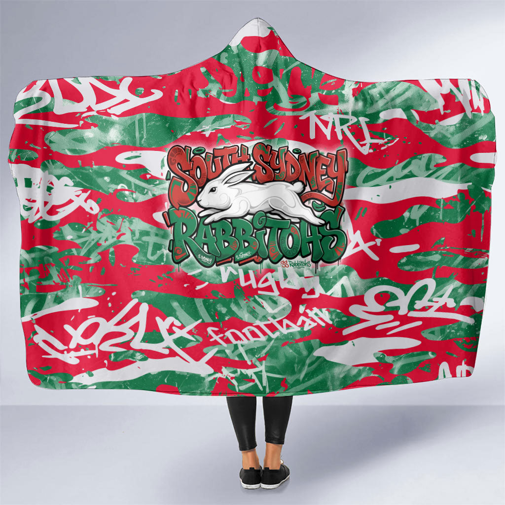 South Sydney Rabbitohs Rugby Hooded Blanket Graffiti Typography Urban Camo Abstract Street Style