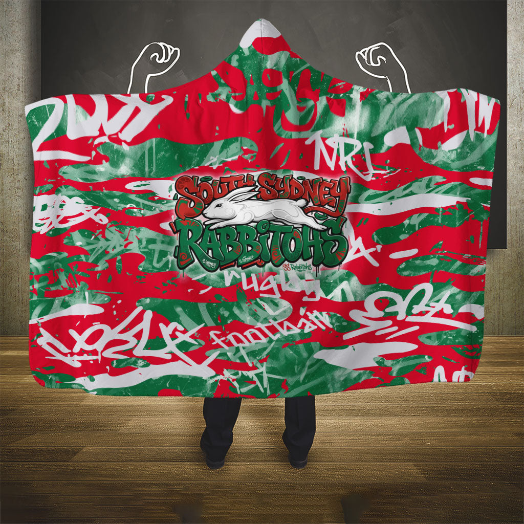 South Sydney Rabbitohs Rugby Hooded Blanket Graffiti Typography Urban Camo Abstract Street Style