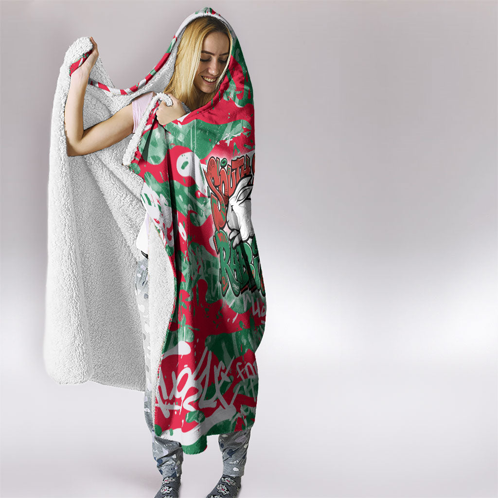 South Sydney Rabbitohs Rugby Hooded Blanket Graffiti Typography Urban Camo Abstract Street Style