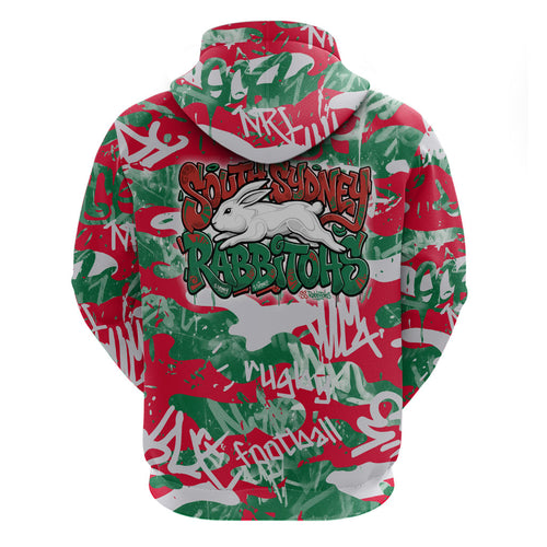 South Sydney Rabbitohs Rugby Hoodie Graffiti Typography Urban Camo Abstract Street Style