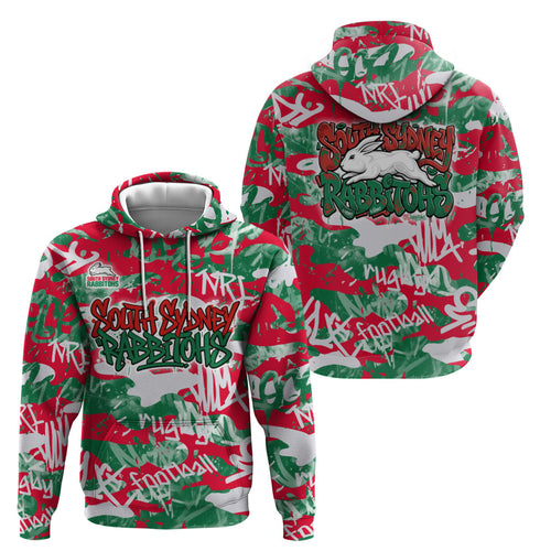 South Sydney Rabbitohs Rugby Hoodie Graffiti Typography Urban Camo Abstract Street Style