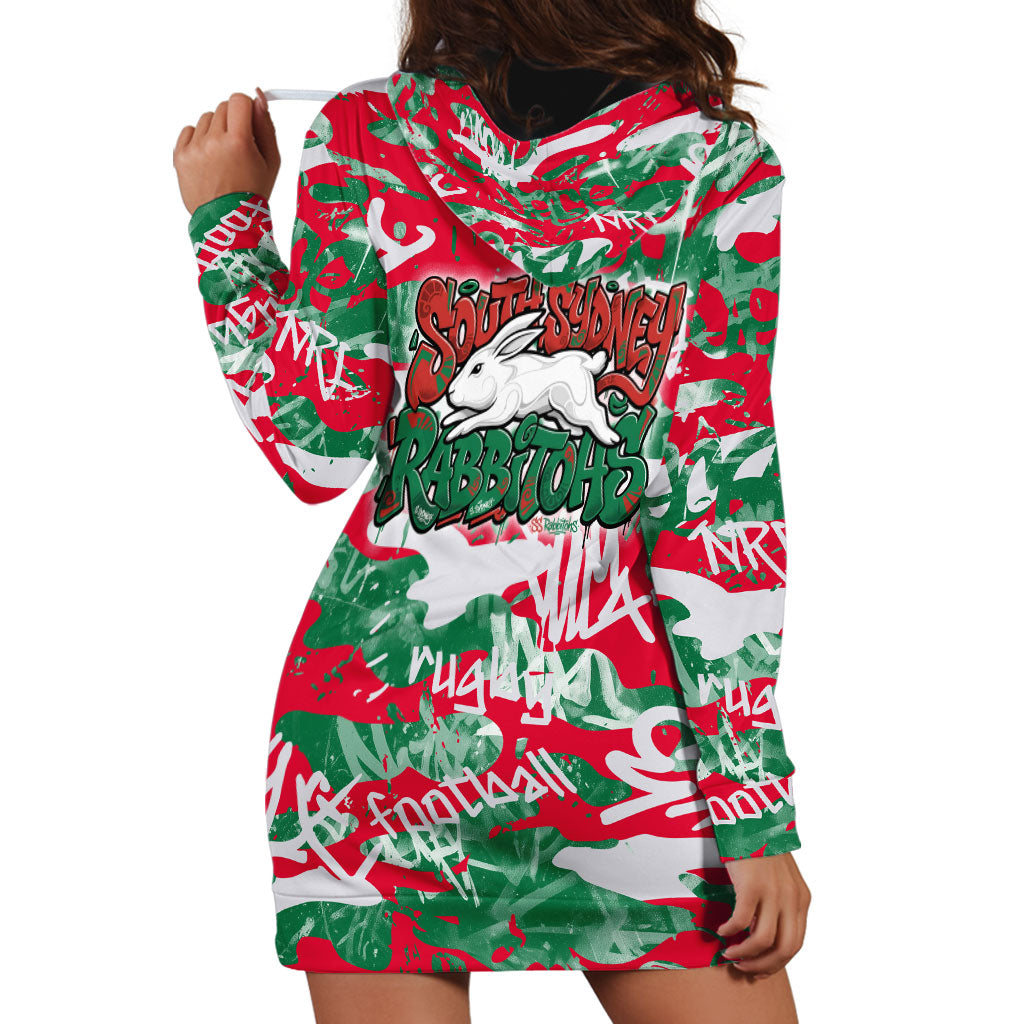 South Sydney Rabbitohs Rugby Hoodie Dress Graffiti Typography Urban Camo Abstract Street Style