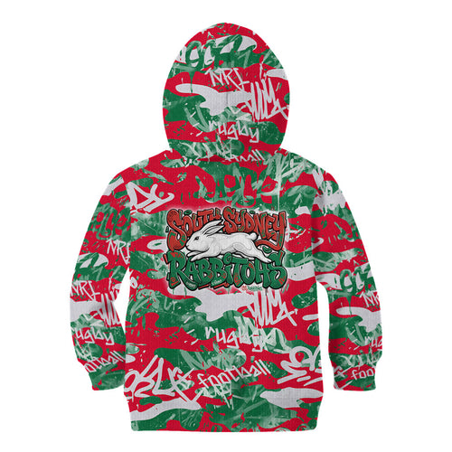 South Sydney Rabbitohs Rugby Kid Hoodie Graffiti Typography Urban Camo Abstract Street Style