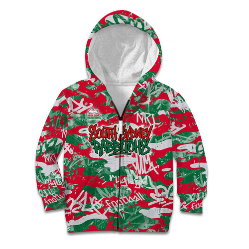 South Sydney Rabbitohs Rugby Kid Hoodie Graffiti Typography Urban Camo Abstract Street Style