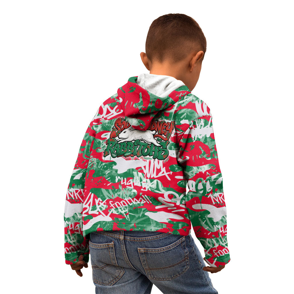 South Sydney Rabbitohs Rugby Kid Hoodie Graffiti Typography Urban Camo Abstract Street Style