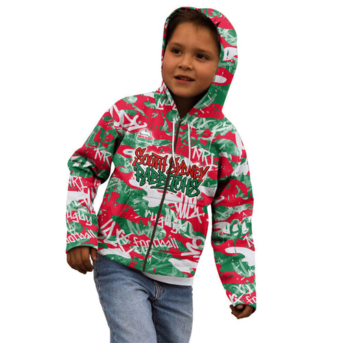 South Sydney Rabbitohs Rugby Kid Hoodie Graffiti Typography Urban Camo Abstract Street Style