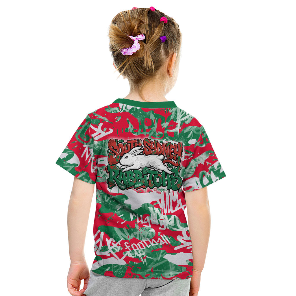 South Sydney Rabbitohs Rugby Kid T Shirt Graffiti Typography Urban Camo Abstract Street Style