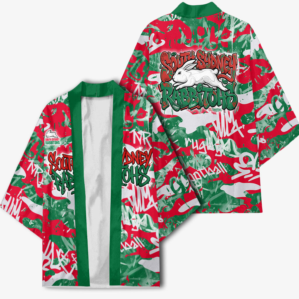 South Sydney Rabbitohs Rugby Kimono Graffiti Typography Urban Camo Abstract Street Style