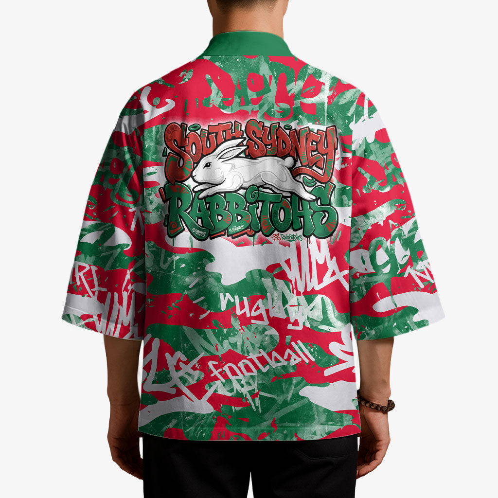 South Sydney Rabbitohs Rugby Kimono Graffiti Typography Urban Camo Abstract Street Style