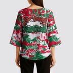 South Sydney Rabbitohs Rugby Kimono Sleeve Blouse Graffiti Typography Urban Camo Abstract Street Style