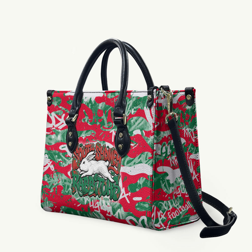 South Sydney Rabbitohs Rugby Leather Bag Graffiti Typography Urban Camo Abstract Street Style