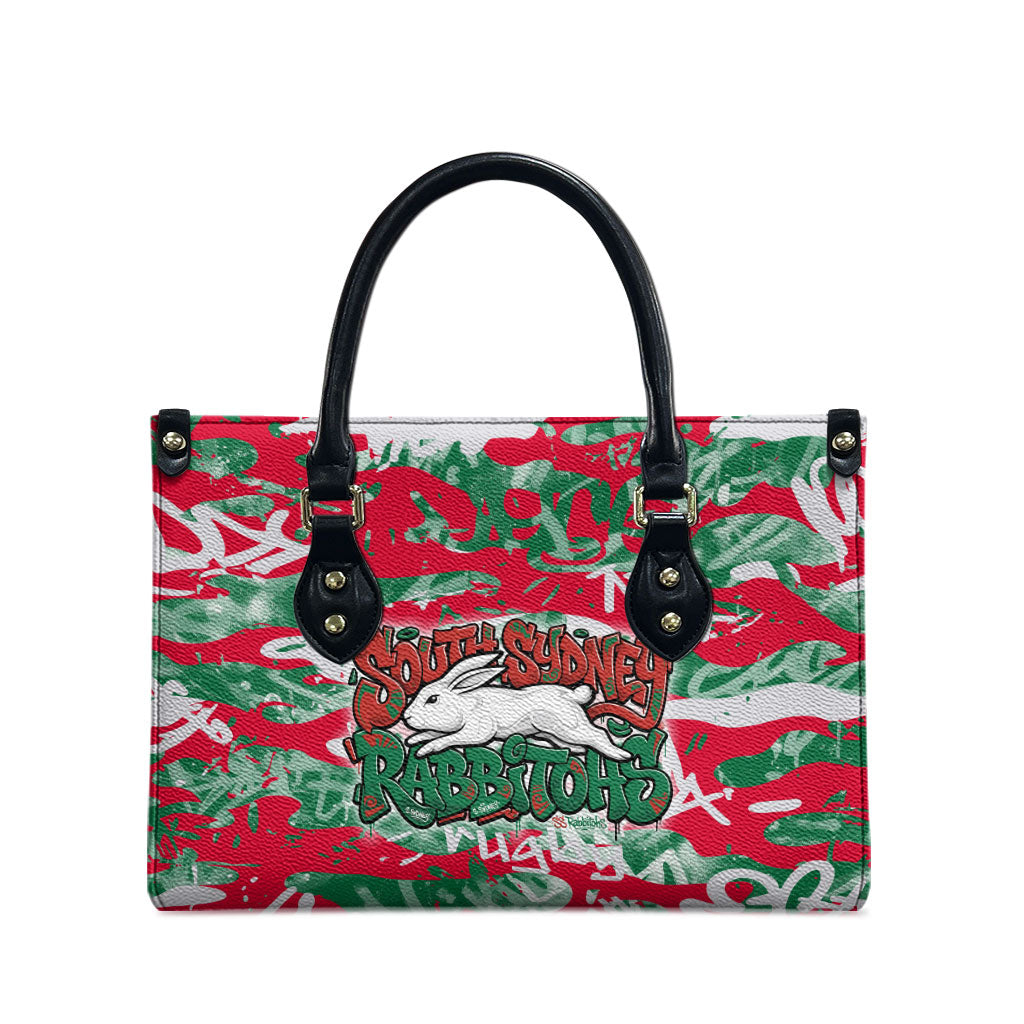 South Sydney Rabbitohs Rugby Leather Bag Graffiti Typography Urban Camo Abstract Street Style