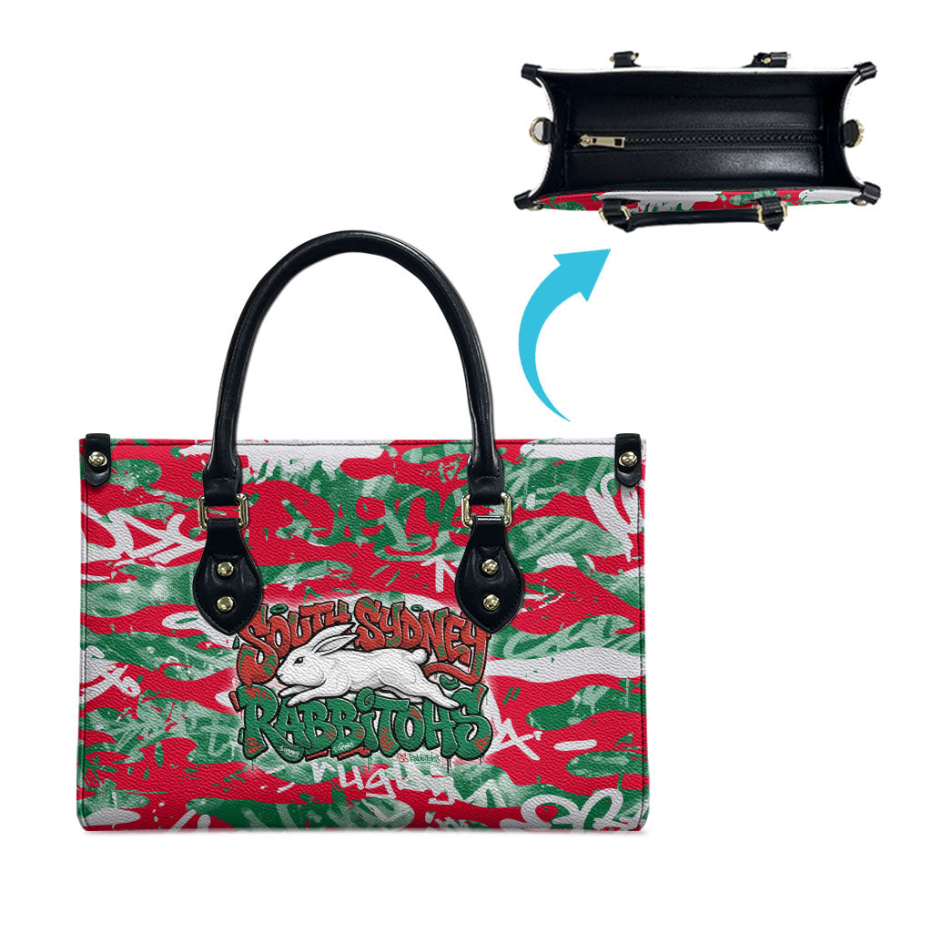 South Sydney Rabbitohs Rugby Leather Bag Graffiti Typography Urban Camo Abstract Street Style
