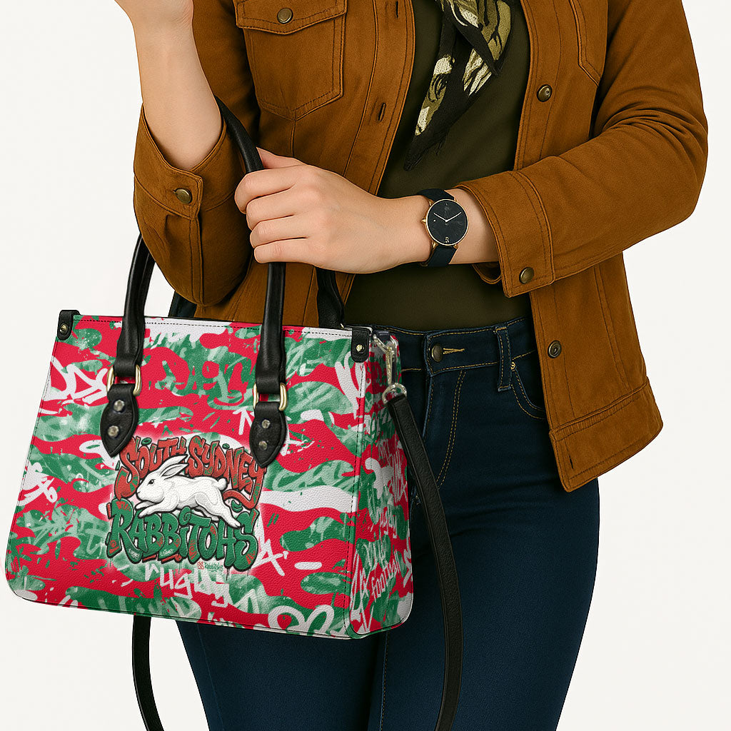 South Sydney Rabbitohs Rugby Leather Bag Graffiti Typography Urban Camo Abstract Street Style