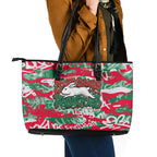 South Sydney Rabbitohs Rugby Leather Tote Bag Graffiti Typography Urban Camo Abstract Street Style