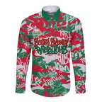 South Sydney Rabbitohs Rugby Long Sleeve Button Shirt Graffiti Typography Urban Camo Abstract Street Style