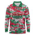 South Sydney Rabbitohs Rugby Long Sleeve Polo Shirt Graffiti Typography Urban Camo Abstract Street Style