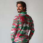 South Sydney Rabbitohs Rugby Long Sleeve Polo Shirt Graffiti Typography Urban Camo Abstract Street Style