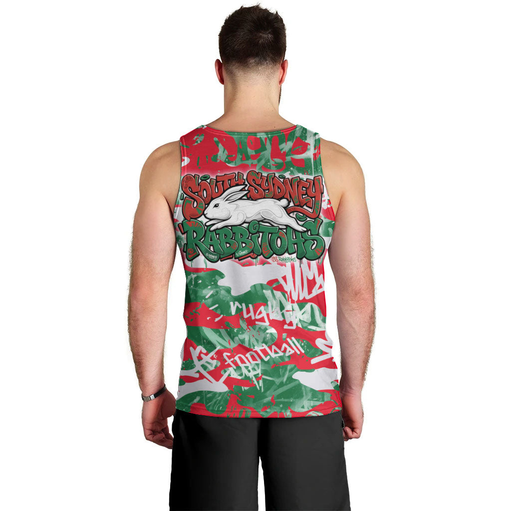 South Sydney Rabbitohs Rugby Men Tank Top Graffiti Typography Urban Camo Abstract Street Style